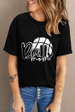 Black Basketball Graphic Short Sleeve Top LC25216714-2