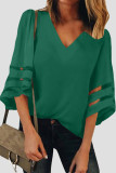 Green Flare Sleeve V Neck Loose Blouse LC251204-609