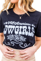 Black All American Cowgirls Casual Graphic Tee LC25216566-2