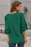 Green Flare Sleeve V Neck Loose Blouse LC251204-609