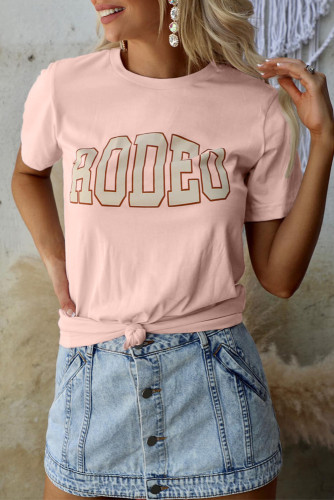 Pink Rodeo Letter Print Tee  LC25216571-10