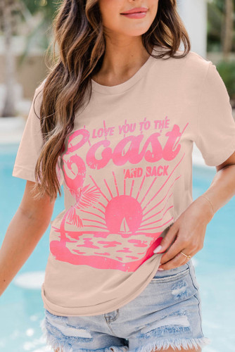 Pink LOVE YOU TO THE COAST AND BACK Short Sleeve Graphic Tee LC25216775-10