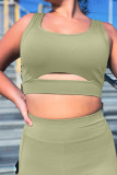 Army Green Two-piece Cut out Bra and Leggings Sports Wear LC2611036-9
