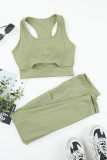 Army Green Two-piece Cut out Bra and Leggings Sports Wear LC2611036-9
