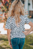 White LOVE Baseball Leopard Print Short Sleeve Girl's T Shirt TZ251542-1