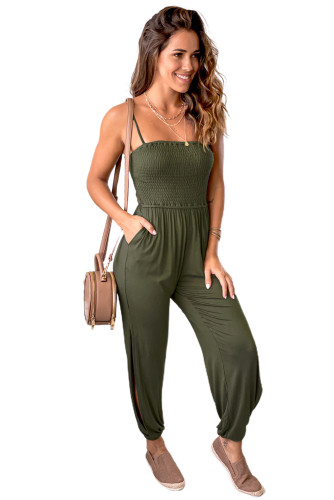Green Smocked Top Jogger Jumpsuit LC6411089-9
