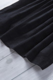 Black Square Neck Jacquard Short Sleeves Top LC25112777-2