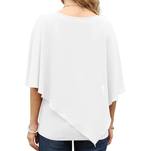 Solid White Layered Elegant Blouse Top TQV220018-1