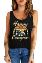 Black Happy Camper Mountain Color Block Tank Top LC2566809-2