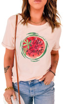 Pink Watermelon Letter Printed Short Sleeve Graphic Tee LC25216949-10