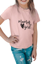 Pink Family Matching Mama's Girl Heart Shape Printed Short Sleeve T Shirt  TZ251601-10