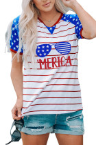 AMERICA Flag Sunglass Graphic Print Short Sleeve Tee LC25217048-5