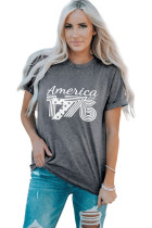 Gray America 1776 Print Short Sleeve Graphic T Shirt LC25217195-11