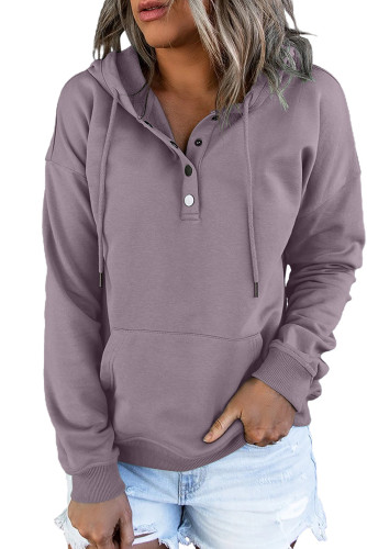 Purple Snap Button Pullover Hoodie with Pocket LC2537874-8