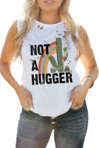 White Not A Hugger Cactus Print Ripped Graphic Tank Top LC2567251-1