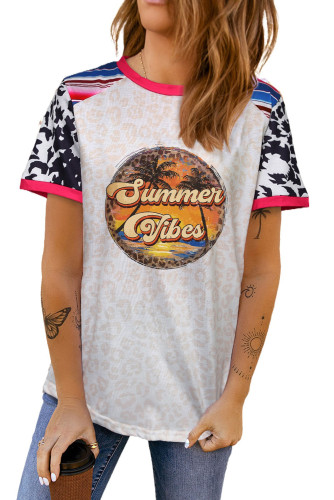 Summer Vibes Leopard Pattern Print Short Sleeve T Shirt  LC25217027-20