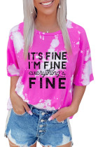 Pink It's Fine I'm Fine Everything Is Fine Tie Dye Graphic T Shirt  LC25217664-10