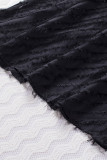 Black Textured Halter Lace-up Sleeveless Mini Dress LC6110102-2