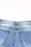 High Rise Button Fly Distressed Slim-fit Jeans LC783609-4