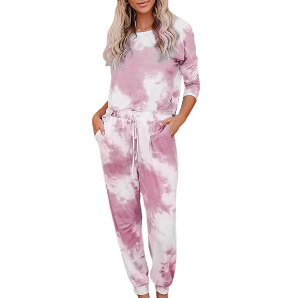PinkTie Dye Long Sleeve Top and Pants Loungewear TQV810008-10