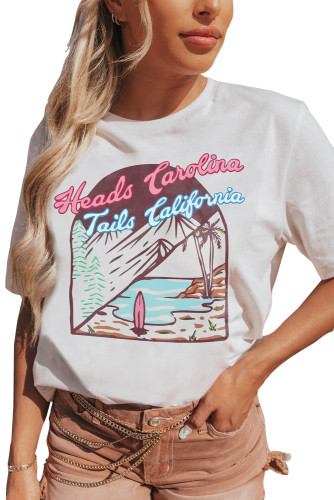 White Heads Carolina Tails California Graphic Print Short Sleeve T Shirt LC25217696-1