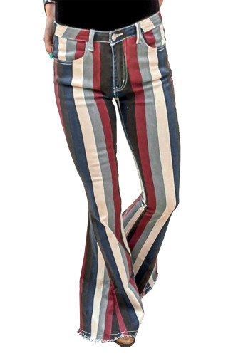 Multicolor Striped Bell Bottoms Jeans LC787130-22