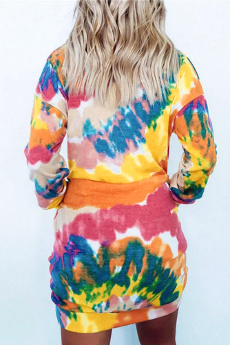 Multicolor Tie Dye Pocketed T Shirt Mini Dress LC6111356-22