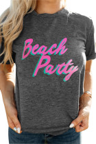 Gray Beach Party Graphic Roll-up Short Sleeve Tee LC25217871-11