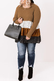 Plus Size Knit Dotted Print Tiered Top with Ruffle PL251176-17