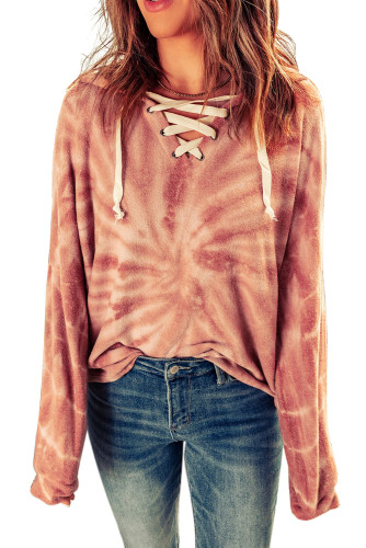 Tie Dye Lace Up Hoodie LC25311920-3