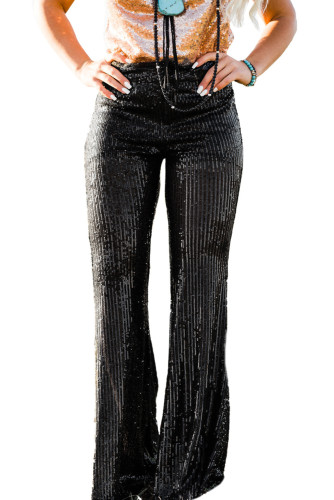 Black Sequins High Waist Flare Pants LC7711231-2