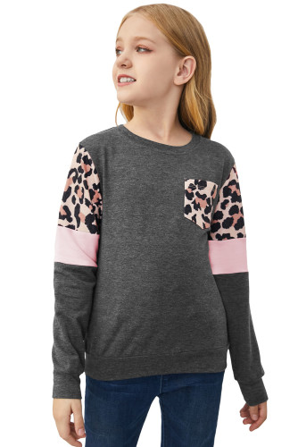 Kids Leopard Striped Pocket Top TZ25537-11
