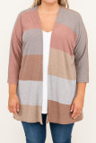 Multicolor Plus Size Colorblock Knit Cardigan PL254021-22