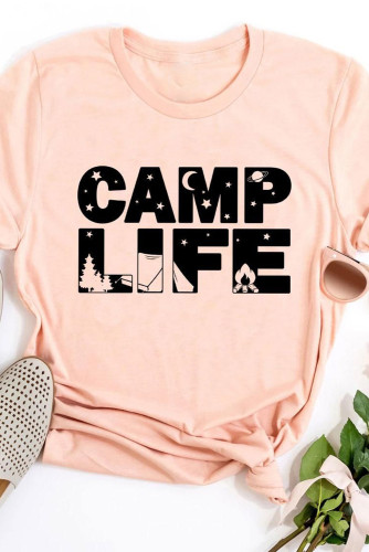 Pink Camp Life Outdoors Scene Graphic T Shirt LC25217976-10