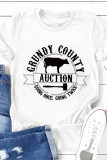 White Grundy County Auction Graphic Roll-up Short Sleeve Tee LC25217977-1