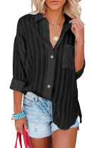 Black Textured Buttoned Pocket Long Sleeve Shirt LC2551323-2