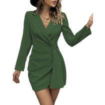 Green Padded Shoulder Slim Fit Blazer Dress TQK311183-9