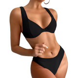 Black Solid Color Sexy Bikini Set TQF610003-2