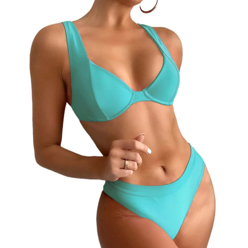Green Solid Color Sexy Bikini Set TQF610003-9
