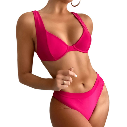 Rose Solid Color Sexy Bikini Set TQF610003-6