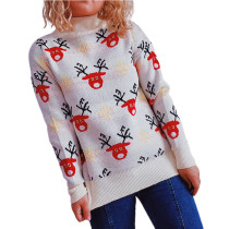 Apricot Elk Pattern Christmas Pullover Sweater TQK271401-18