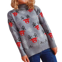 Gray Elk Pattern Christmas Pullover Sweater TQK271401-11