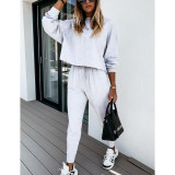 White Sports Sweatshirt with Jogging Pants 2pcs Set TQF711033-1