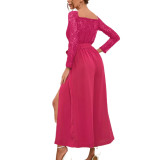 Rosy Lace Long Sleeve Split Wide Leg Jumpsuit TQK550323-6