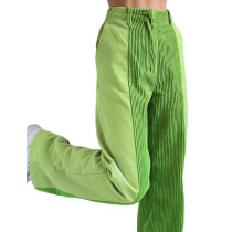 Green Splicing Corduroy Pocket Casual Pants TQF511007-9