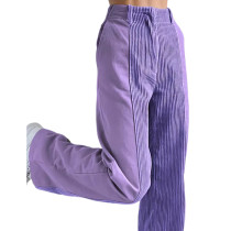 Purple Splicing Corduroy Pocket Casual Pants TQF511007-8