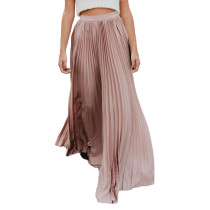 Pink Pleated Mid-waist Maxi Skirt TQV360036-10