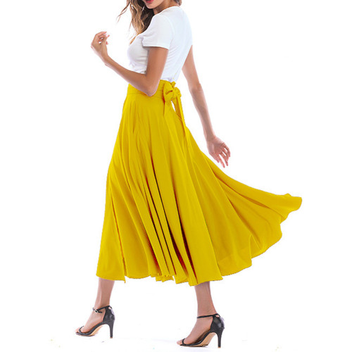 Yellow High Waisted Swing A-line Maxi Skirt TQV360048-7