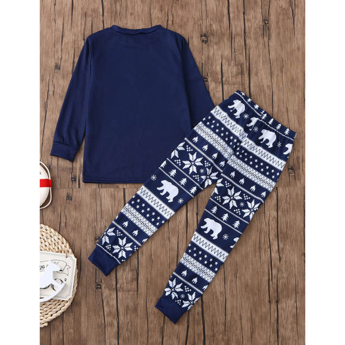 Navy Blue Christmas Graphic Print Baby Two Piece Lounge Set TQF741055-34