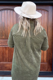 Green Plus Size Long Sleeve Buttoned Shirt Dress PL61240-9